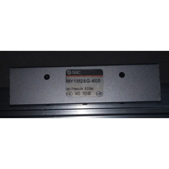 SMC MY1M25G-600 dugattyúrúd nélküli pneumatikus munkahenger, siklócsapágyas vezetékkel, lökethossz-beállítás nélküli