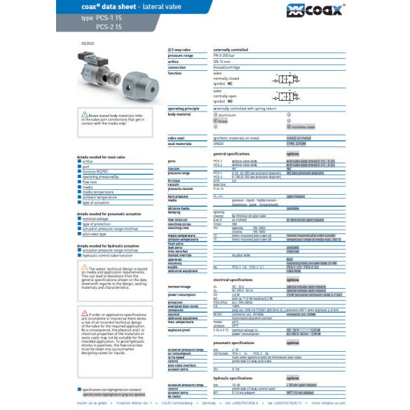 Coax 5-PCS-1 15 NC útszelep