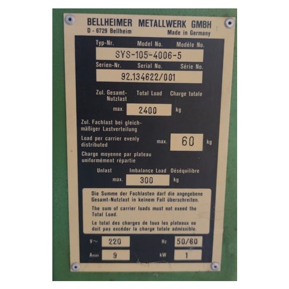 Bellheimer páternoszter polcrendszer