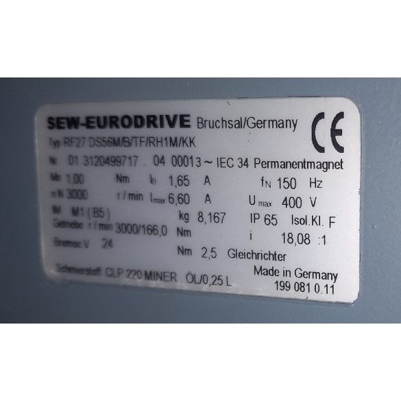 SEW Eurodrive RF27 DS56MBTFRH1MKK szervomotor