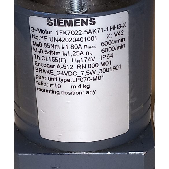 Siemens 1FK7022-5AK71-1HH3-Z szervomotor