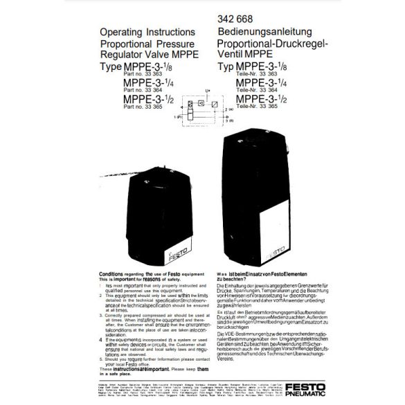 Festo MPPE-3-1/4 arányos szelep