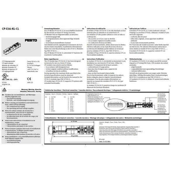 Festo CP-E16-KL-CL Be - Kimeneti modul